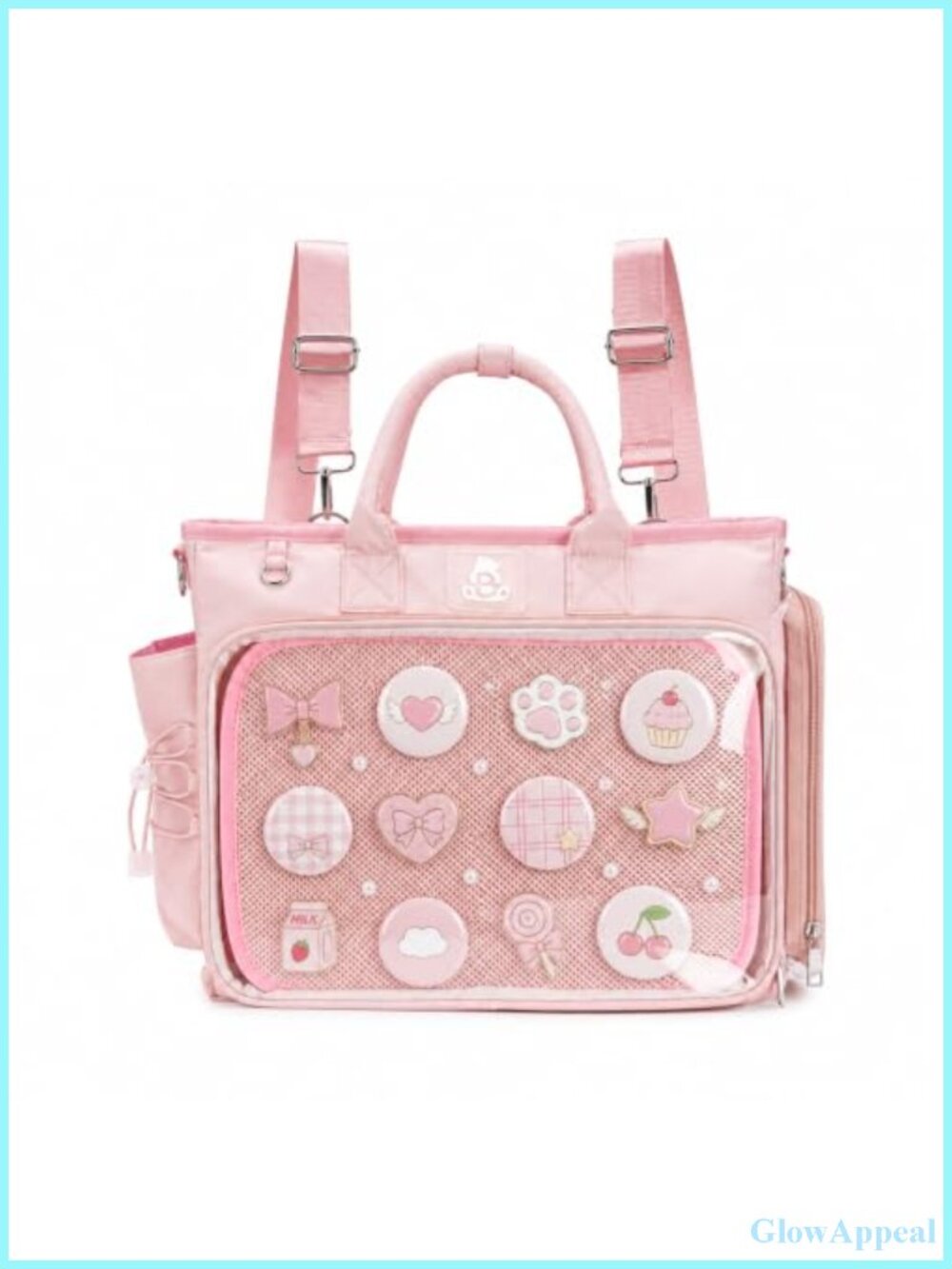 SXS LACONIC Large Ita Backpack Crossbody Bag Nylon with Transparent Pin Display